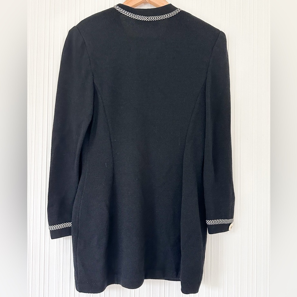 St. John Collection Santana Knit Button Front Cardigan/ Black and White 2 - Picture 11 of 11